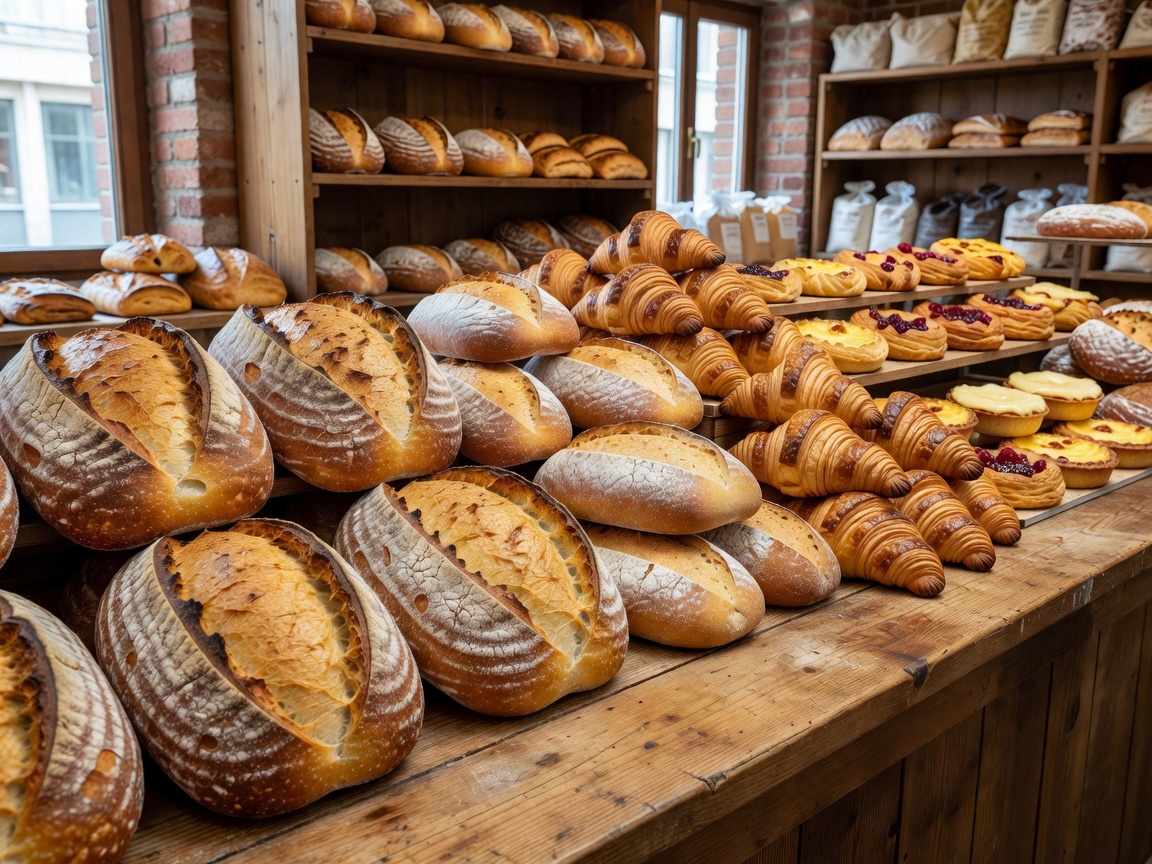 Fresh artisan sourdough bread and pastries at Mikla Bakery