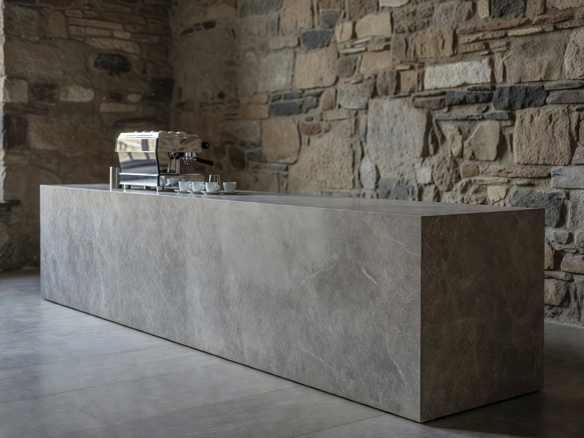 Kalve Espresso Room minimal stone bar in Old Riga